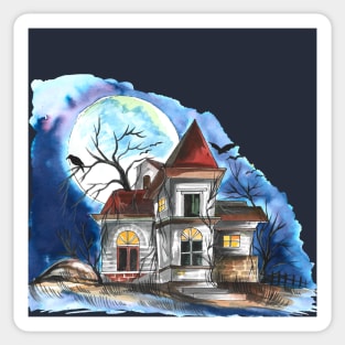 Halloween spooky House Sticker